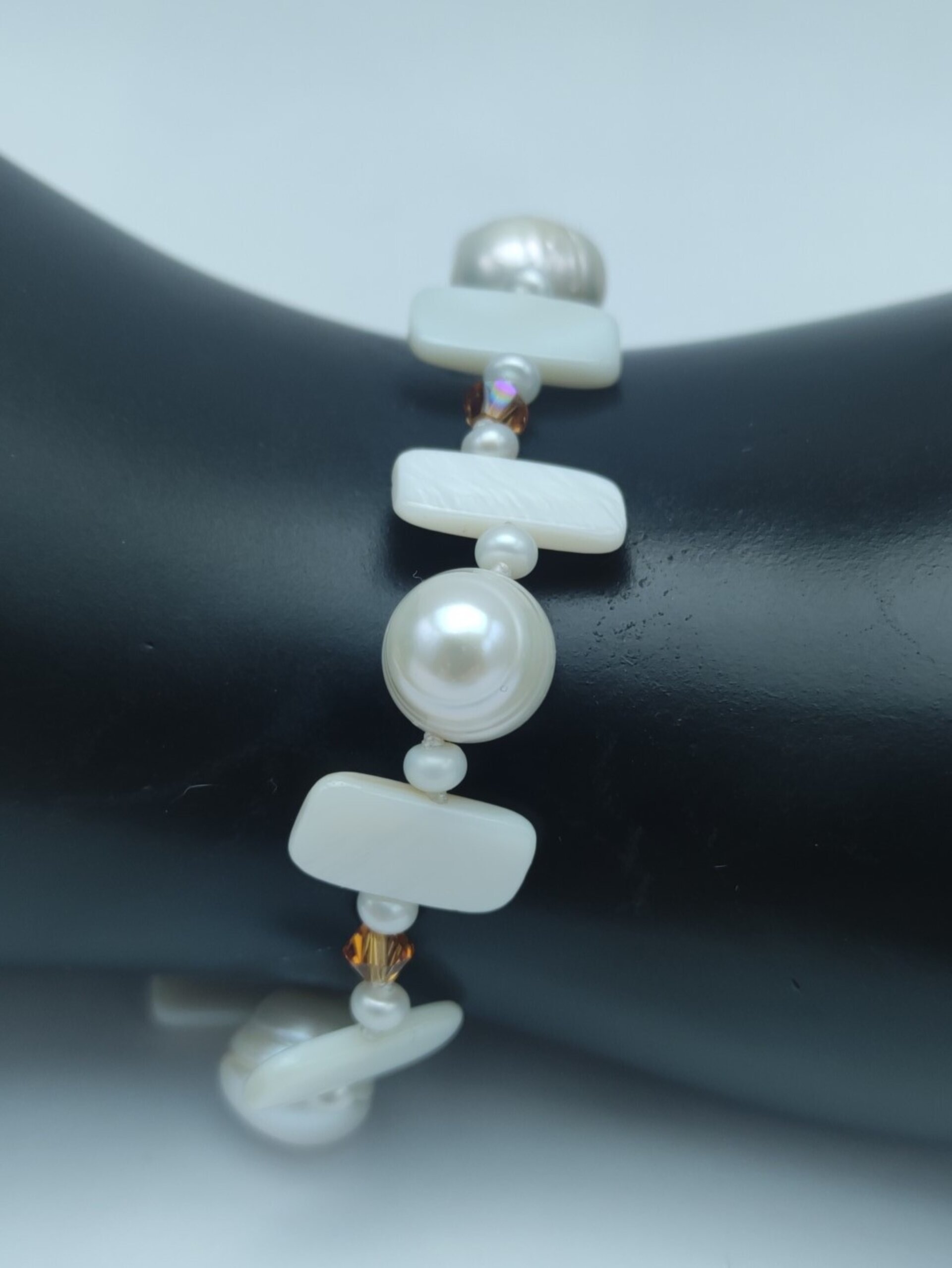 Pulsera de Perlas y Nacar con Swarovski Naranja - 6