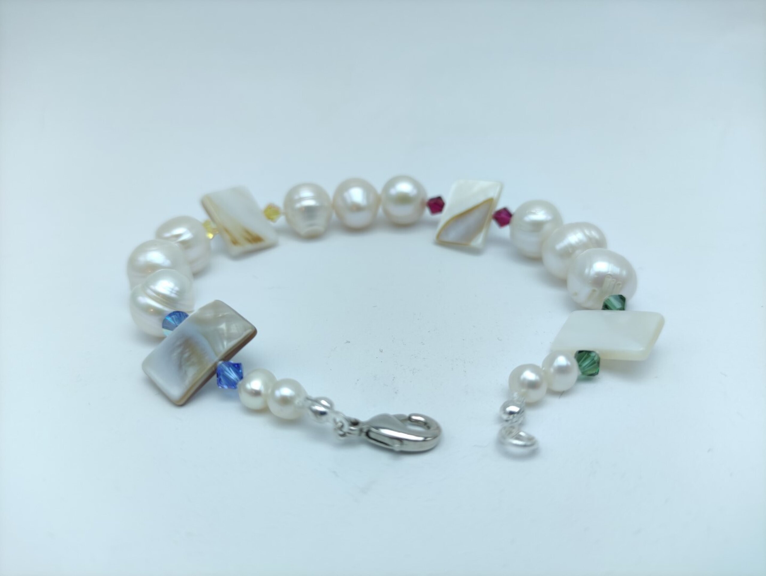 Pulsera de Perlas Barrocas y Nacar Y Cristales de Colores - 4
