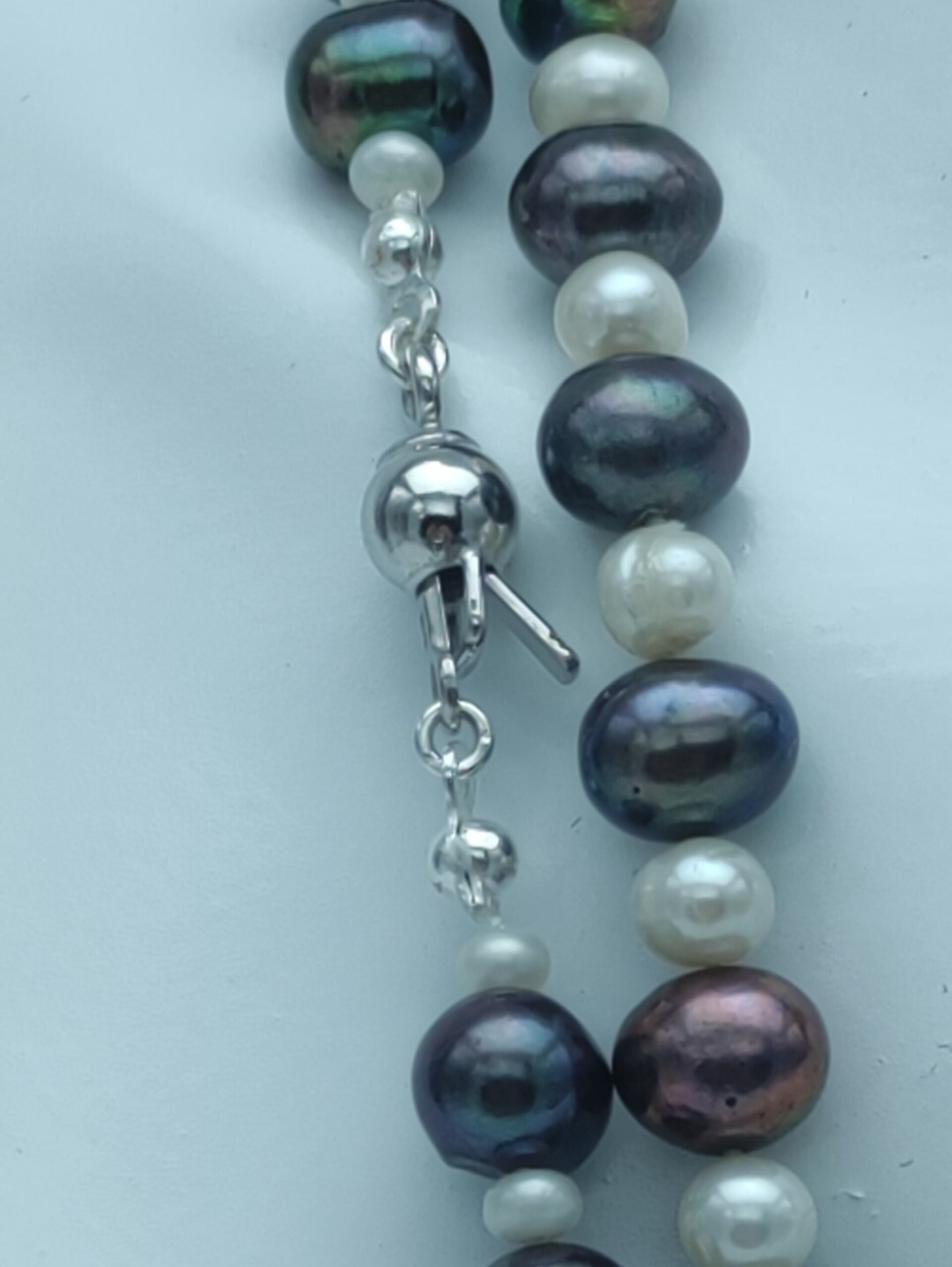 Set de Joyería de Perlas negras y plata de ley - 14