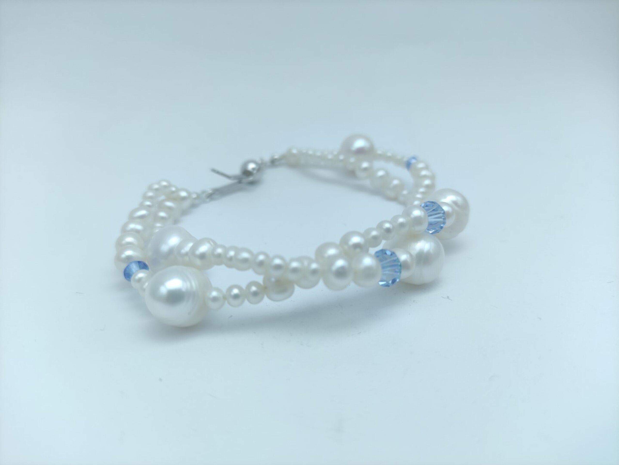 Pulsera doble hilo de Perlas y Swarovski Azul - 5
