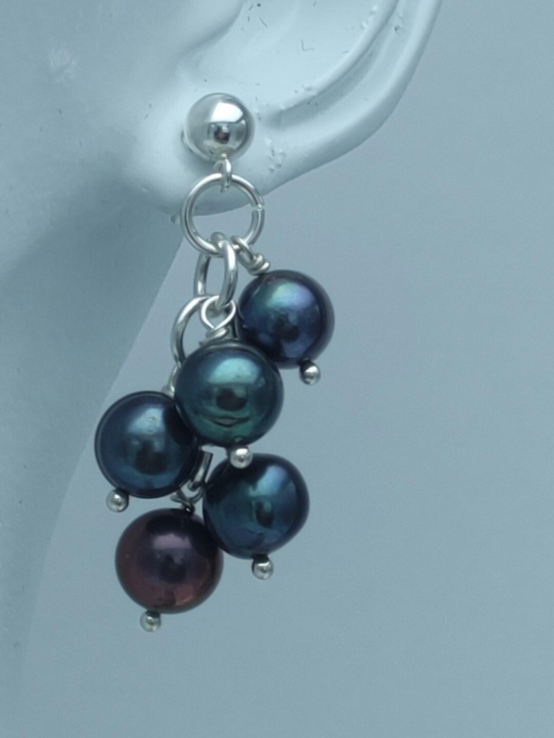 Set de Joyería de Perlas negras y plata de ley - 9