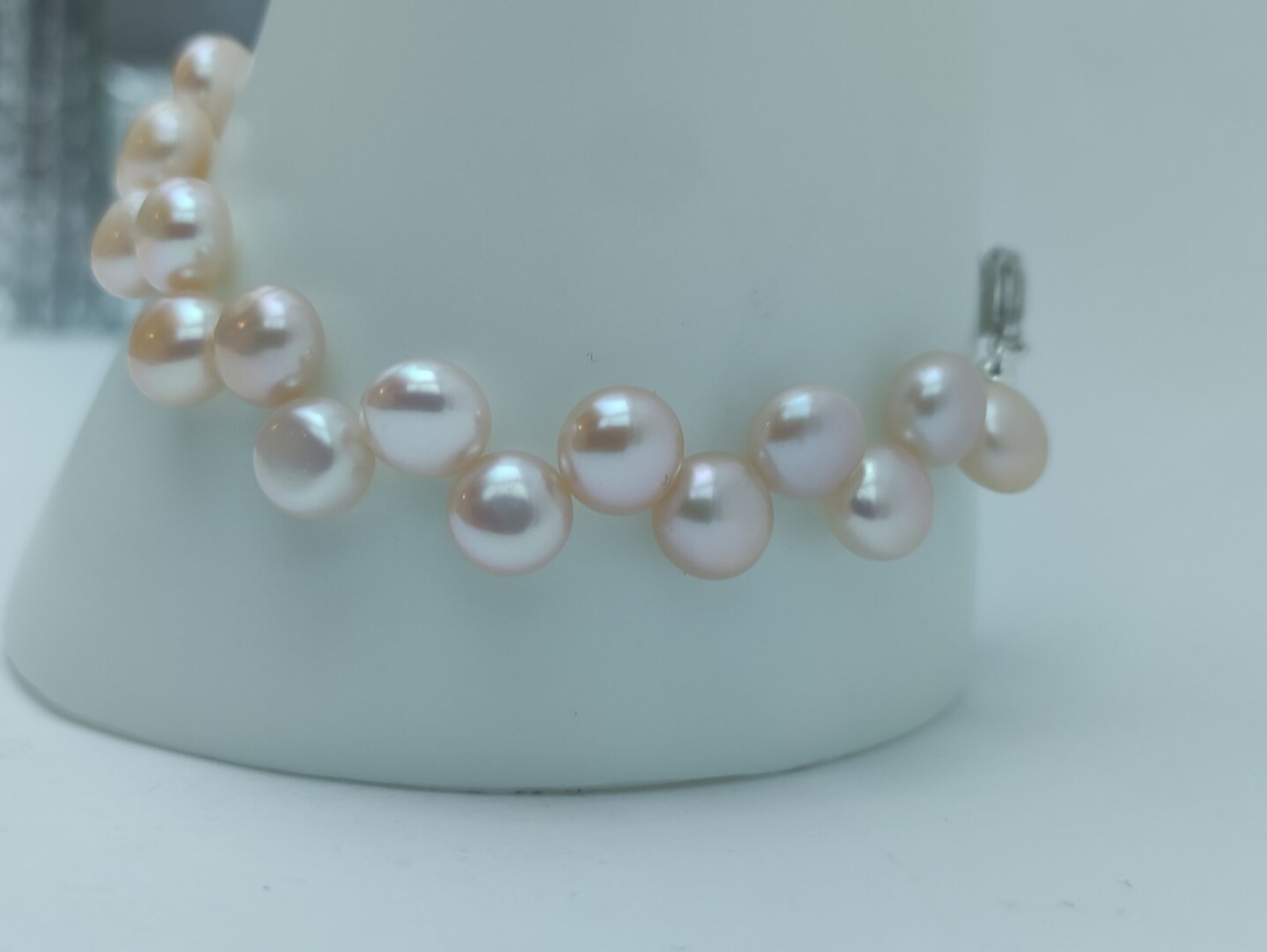 Pulsera de Perlas Boton Rosadas - 3