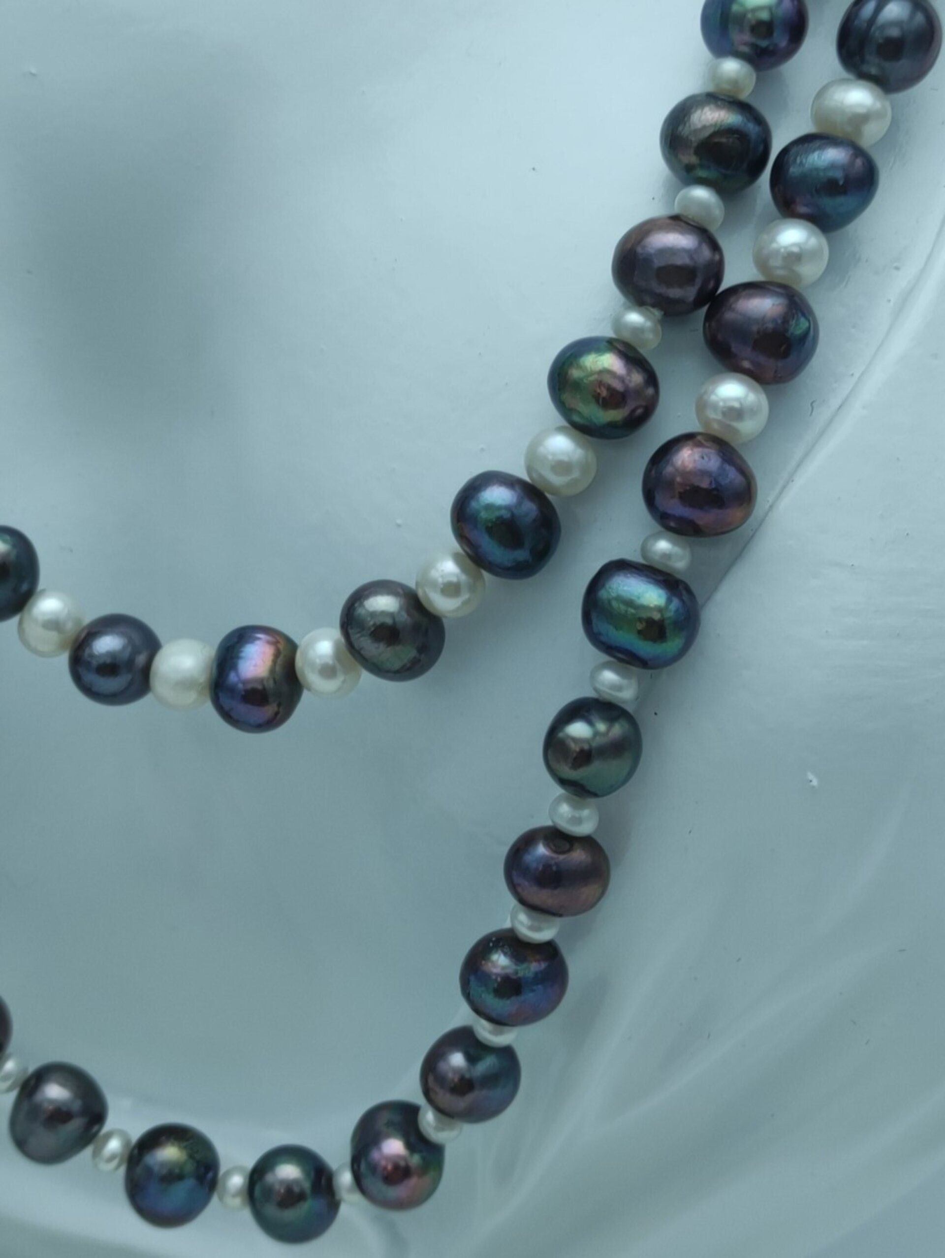 Set de Joyería de Perlas negras y plata de ley - 4