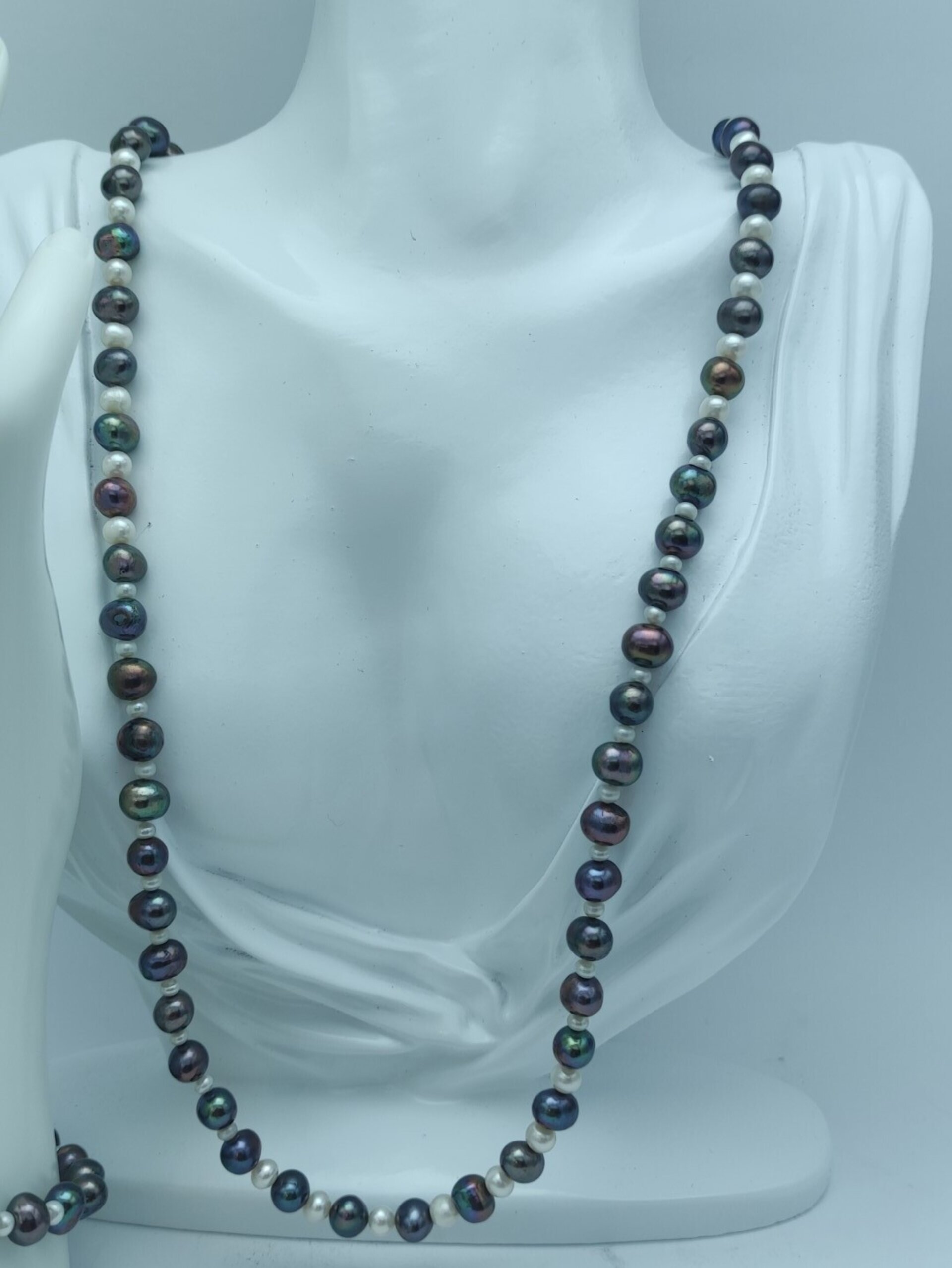 Set de Joyería de Perlas negras y plata de ley - 6