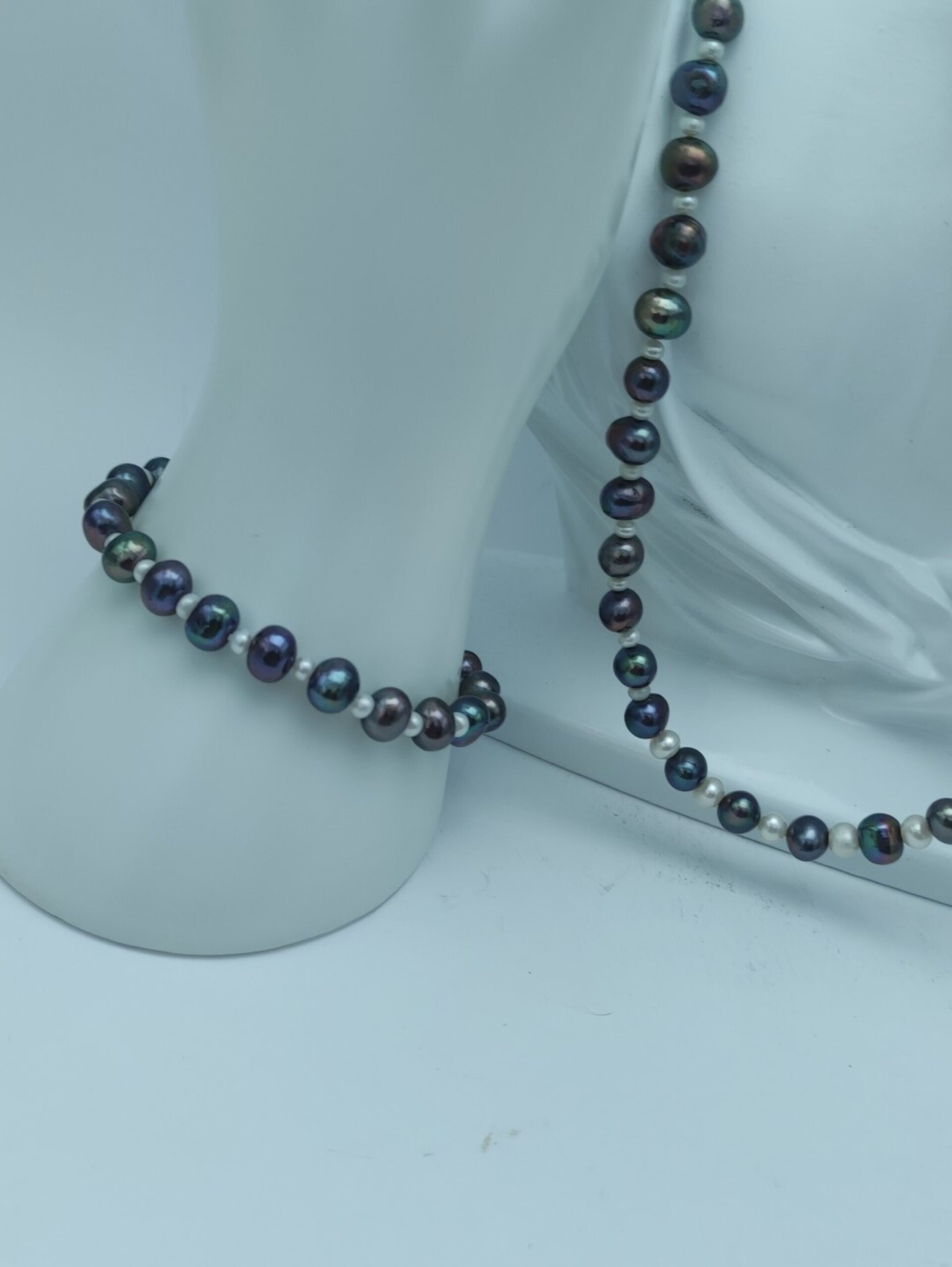 Set de Joyería de Perlas negras y plata de ley - 11