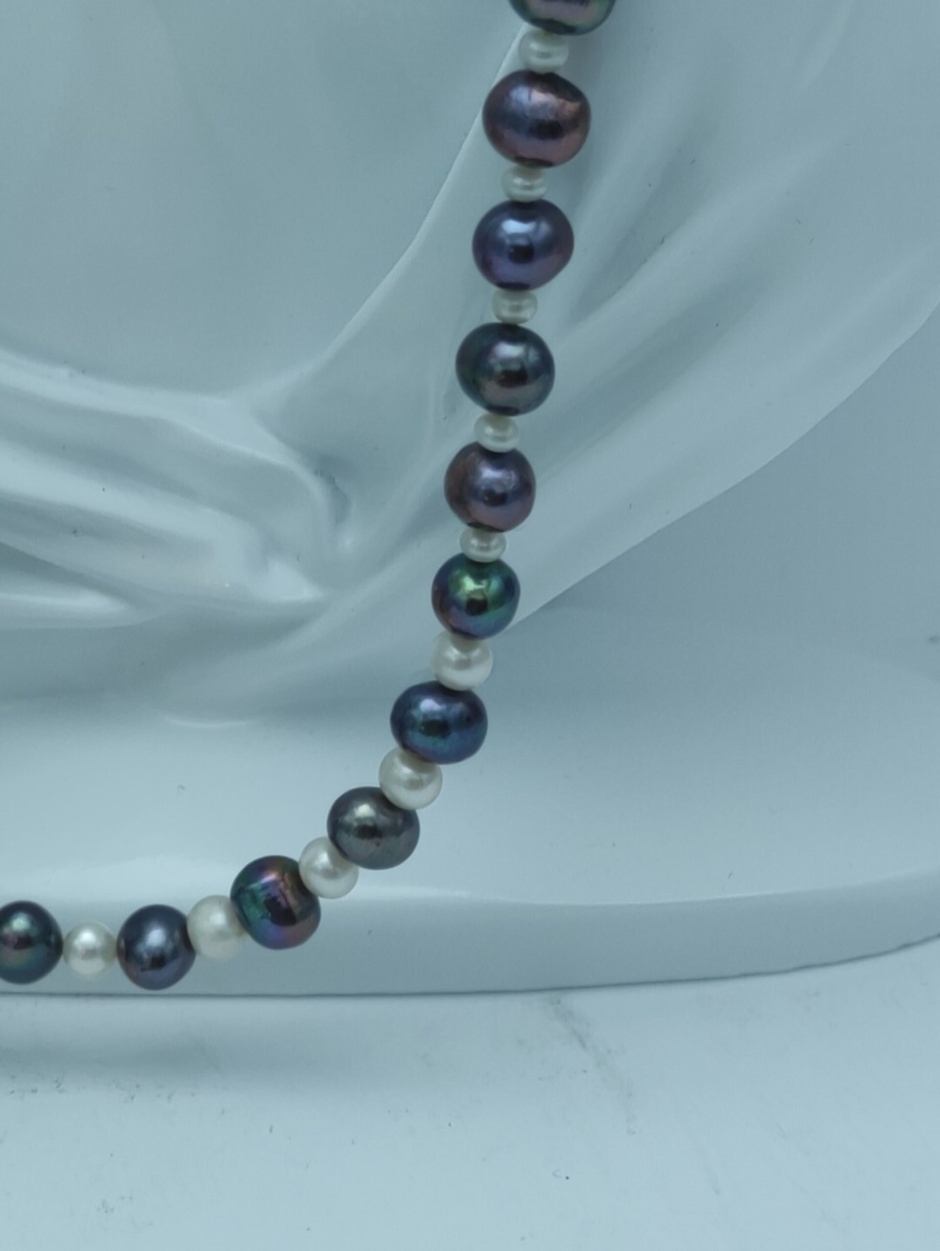 Set de Joyería de Perlas negras y plata de ley - 7
