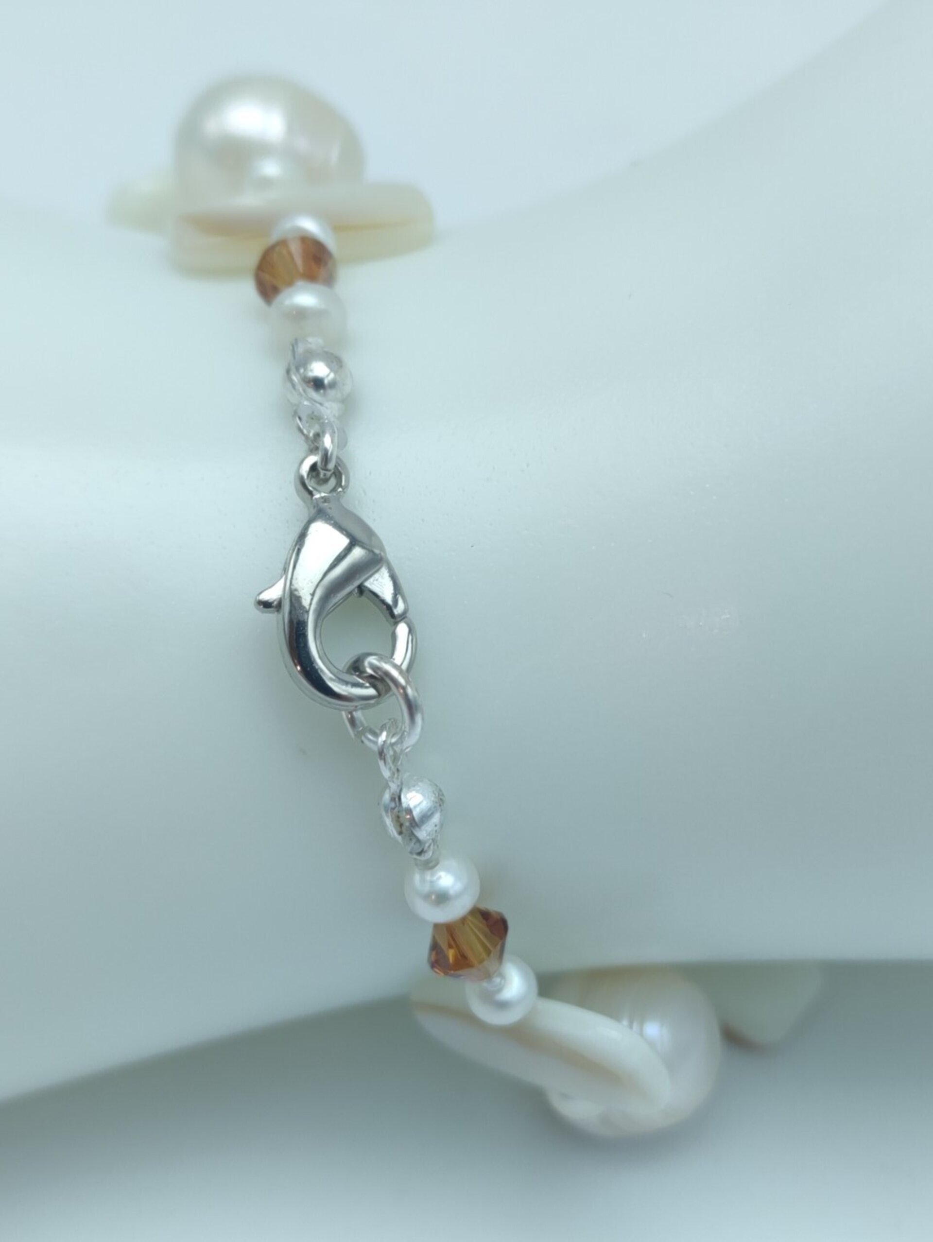 Pulsera de Perlas y Nacar con Swarovski Naranja - 4