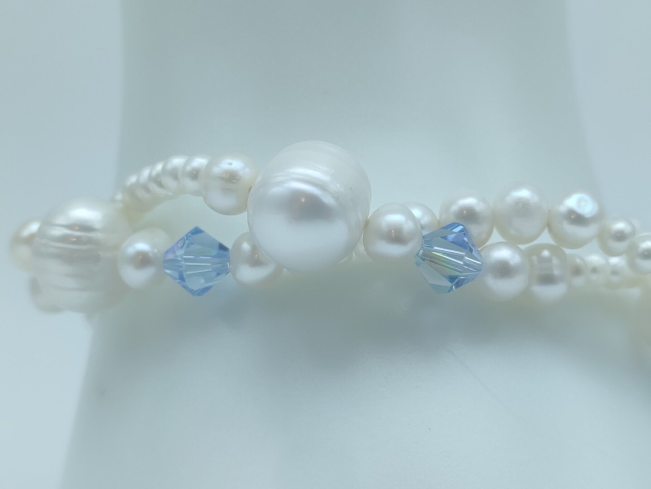 Pulsera doble hilo de Perlas y Swarovski Azul - 3