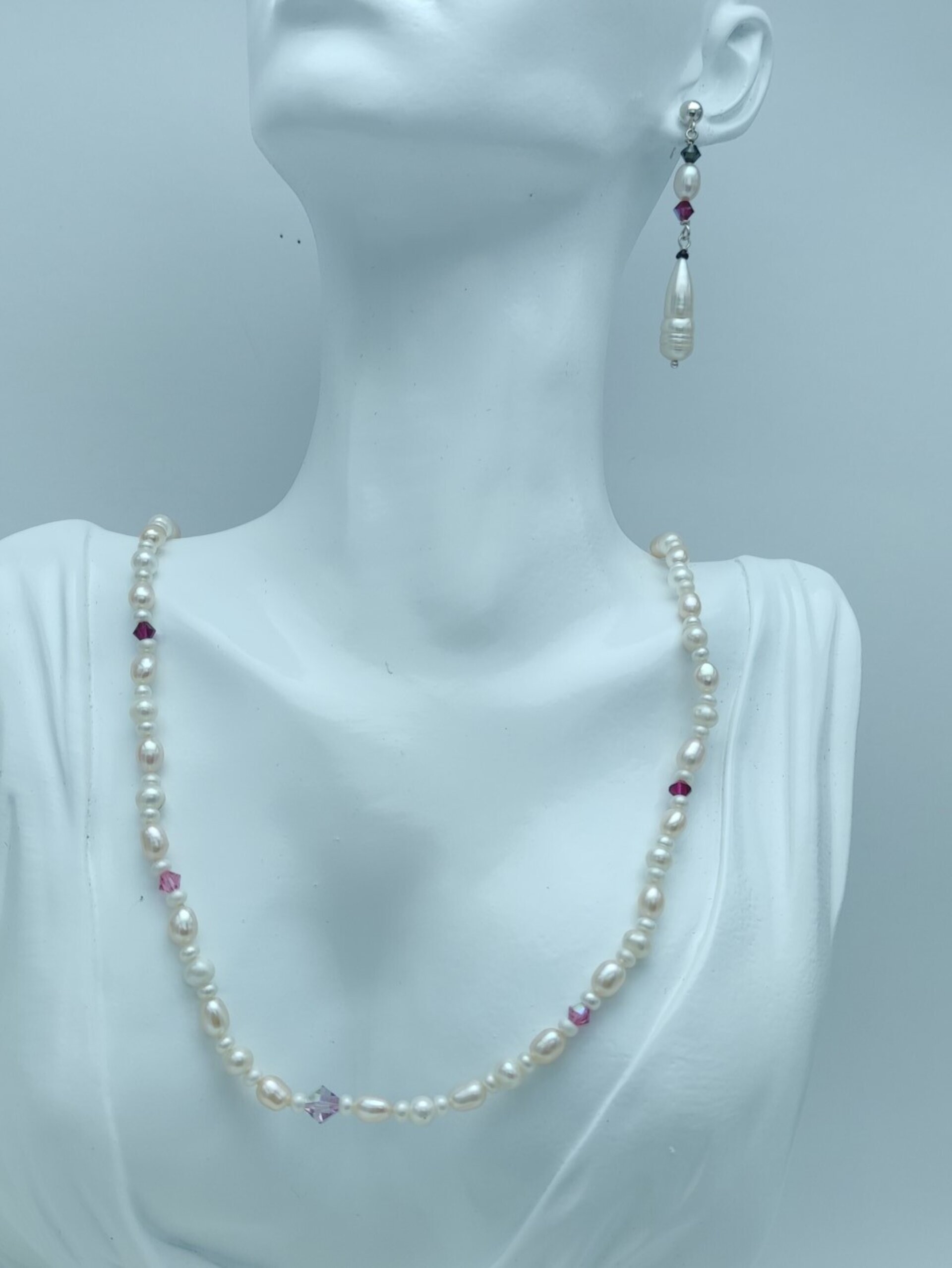 Set de Joyería de Perlas y Swarovski Rosa - 4