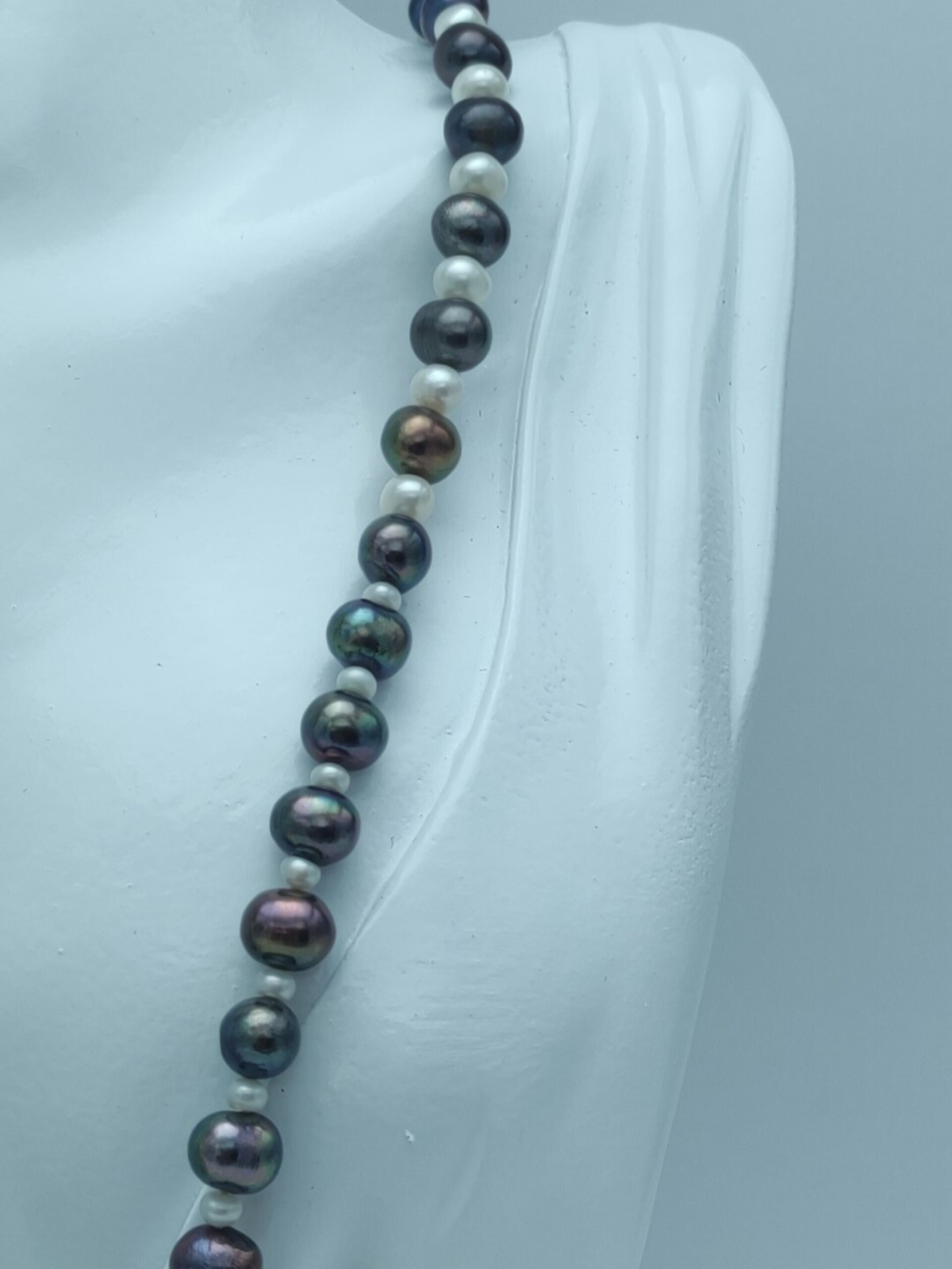 Set de Joyería de Perlas negras y plata de ley - 3