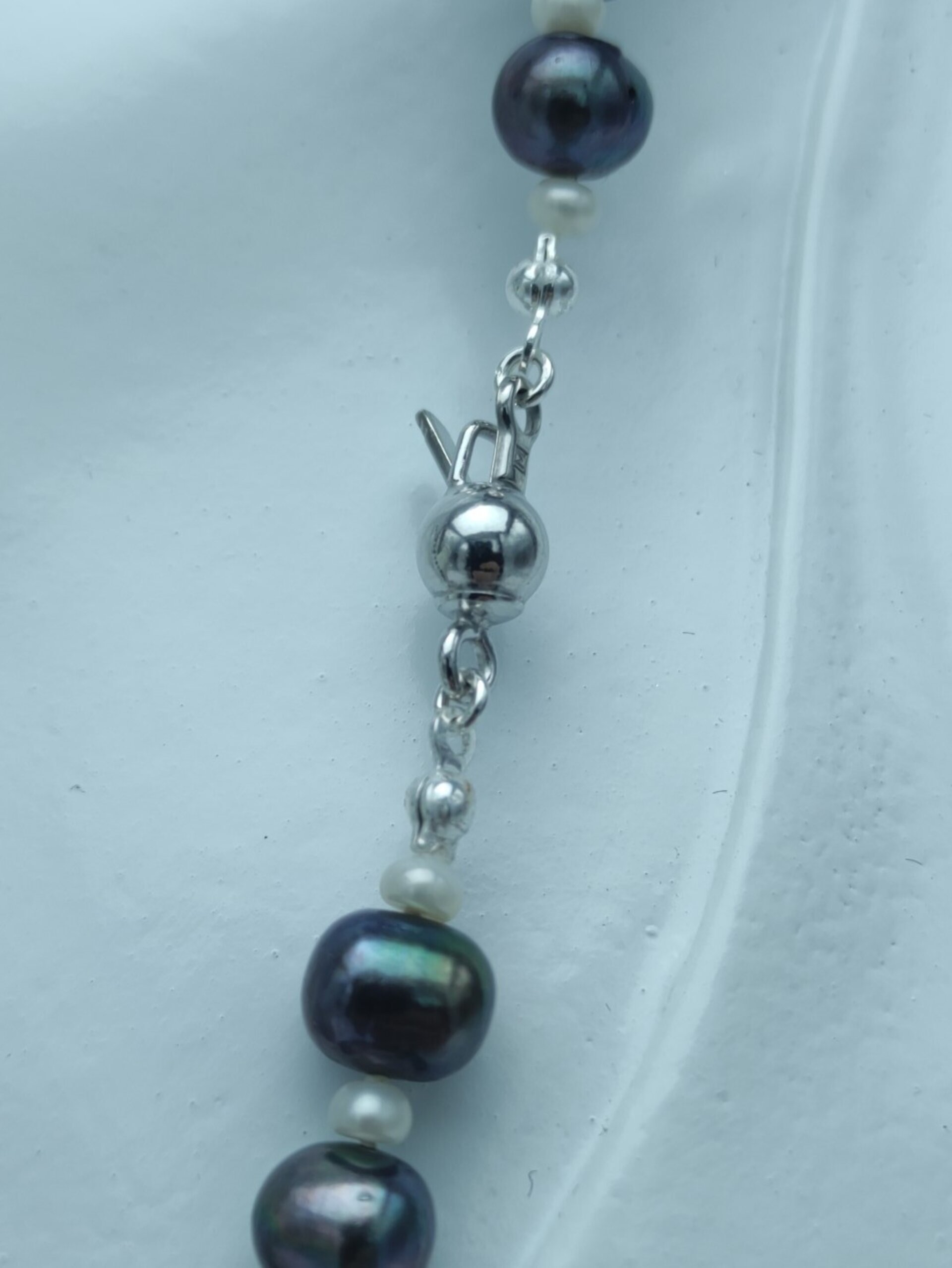 Set de Joyería de Perlas negras y plata de ley - 15
